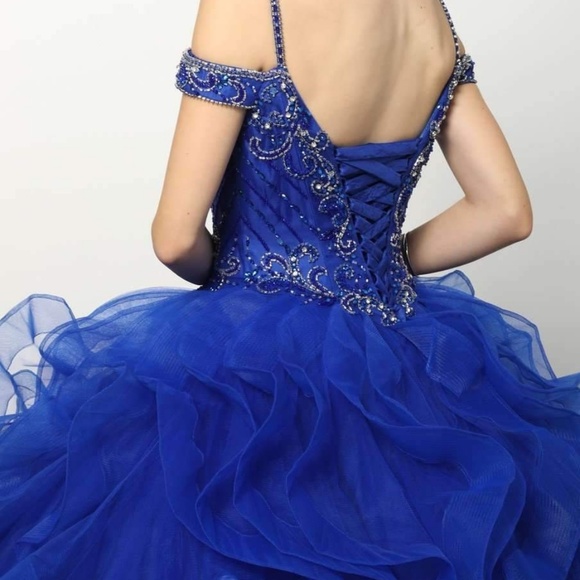 New long beaded ball gown with corset back - Picture 5 of 7